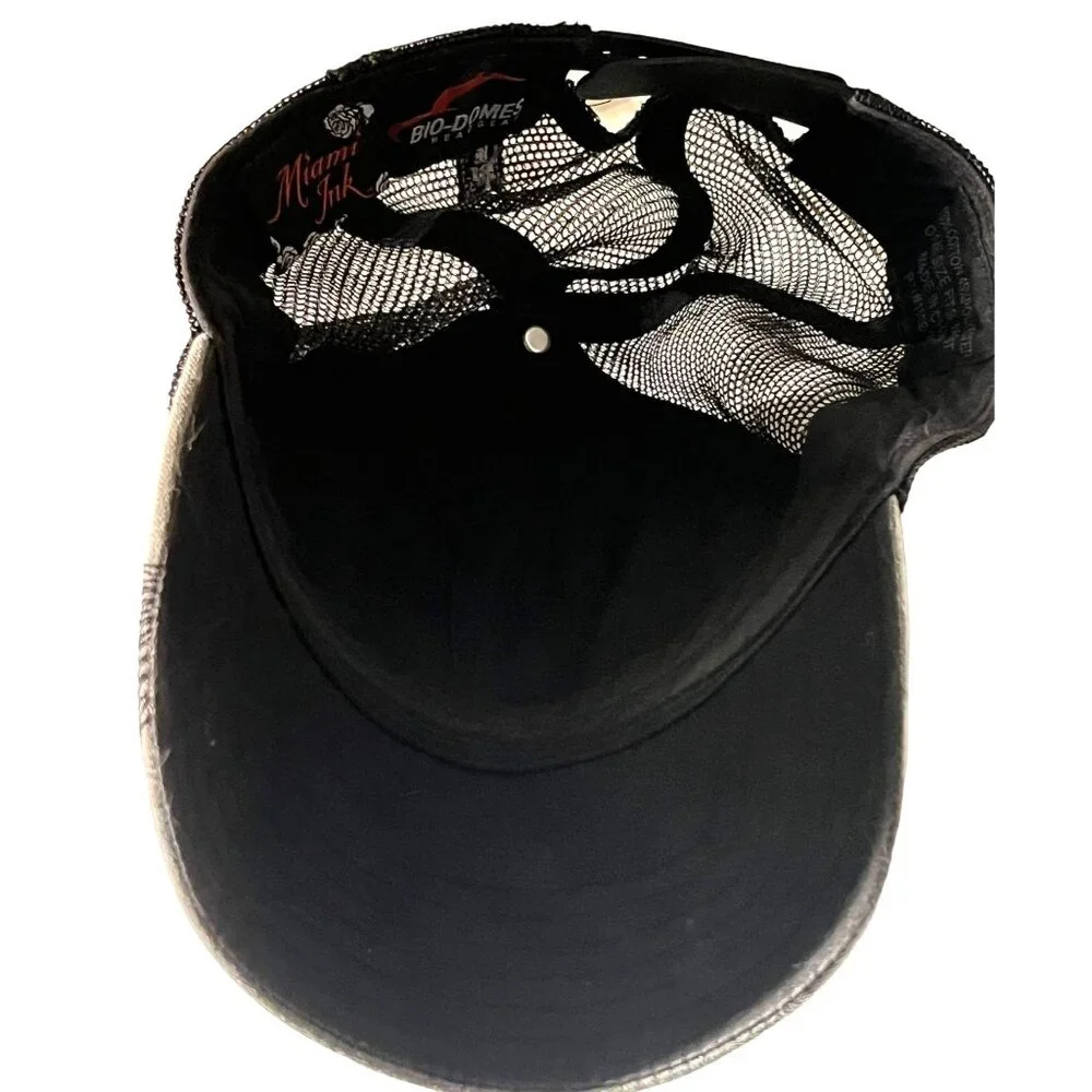 Miami Ink Embroidered Camo Y2K Wings Knife Heart Snap Back Baseball Cap Vintage - Picture 14 of 14